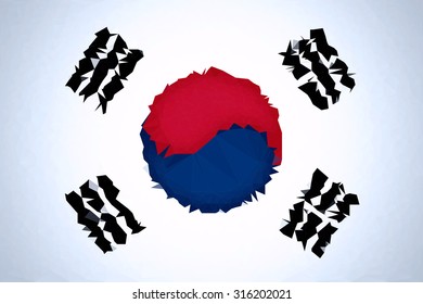 South Korea Flag Low Poly Illustration 