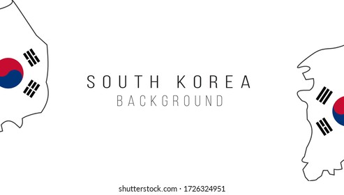 South Korea flag map background. The flag of the country in the form of borders. Stock vector illustration isolated on white background.