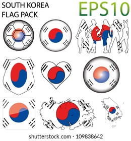 South Korea Flag Map Pack - 9 in Total