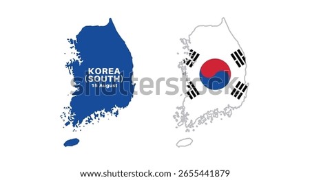 south korea flag and map set. south korea flag in official colors and proportions., map
