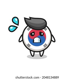 south korea flag mascot character with afraid gesture , cute design