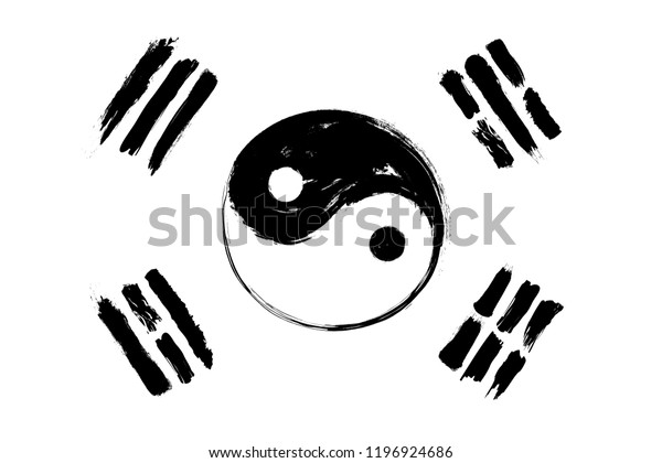 japanese flag with yin and yang symbol