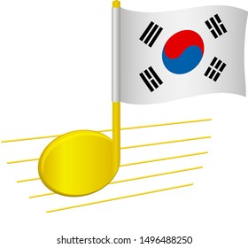 South korea flag and musical note. Music background. National flag of South korea and music festival concept vector illustration
