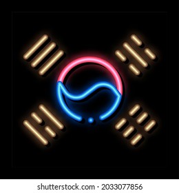 South Korea Flag neon light sign vector. Glowing bright icon South Korea Flag sign. transparent symbol illustration