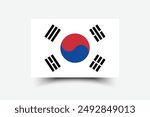 South Korea flag. Flag of South Korea . The official ratio. Flag icon. Standard color. Standard size. A rectangular flag. Computer illustration. Digital illustration. Vector illustration.