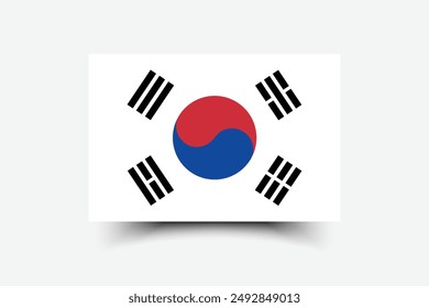 South Korea flag. Flag of South Korea . The official ratio. Flag icon. Standard color. Standard size. A rectangular flag. Computer illustration. Digital illustration. Vector illustration.