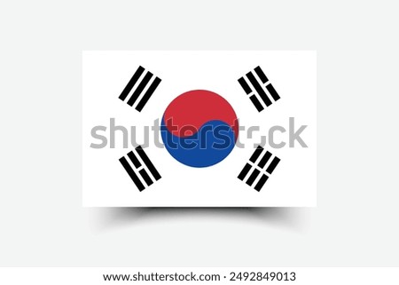 South Korea flag. Flag of South Korea . The official ratio. Flag icon. Standard color. Standard size. A rectangular flag. Computer illustration. Digital illustration. Vector illustration.