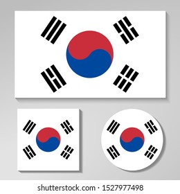 Bandera de Corea del Sur en un fondo gris
