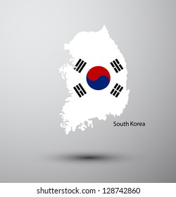 South Korea Flag On Map Country Stock Vector (Royalty Free) 128742860 ...