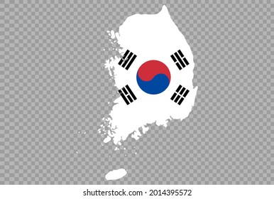 Bandera de Corea del Sur en el mapa aislado en png o fondo transparente,Símbolo de Corea del Sur,plantilla para banner,tarjeta,publicidad ,promoción, comercial de TV, anuncios, web, ilustración vectorial 