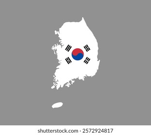 South Korea flag on map icon. South Korea Flag. Flag icon. Standard color. Round flag vector design and illustration.