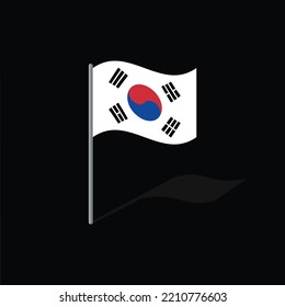 South Korea flag on pole vector graphics