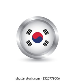 South Korea Flag on Shiny Metallic Silver Frame