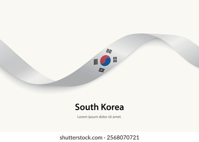 South Korea flag on Waving ribbon. Template for independence day