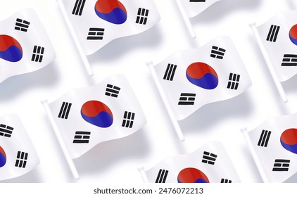 South Korea flag pattern background white soft color. Realistic cartoon 3d style. Flag fabric effect texture flat top view. Vector illustration
