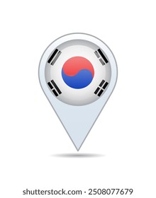 South Korea - flag pin for map. Vector illustration.