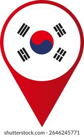 Ícone do mapa de pinos da bandeira da Coreia do Sul