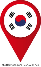 Ícone do mapa de pinos da bandeira da Coreia do Sul
