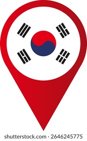 Ícone do mapa de pinos da bandeira da Coreia do Sul