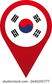 Ícone do mapa de pinos da bandeira da Coreia do Sul