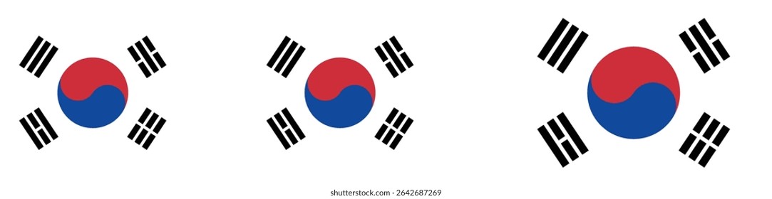 
South Korea flag PNG vector. South Korea square and round icon isolated on transparent PNG background. South Korea flag icon.