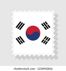 South Korea flag postage stamp , vector illustration.