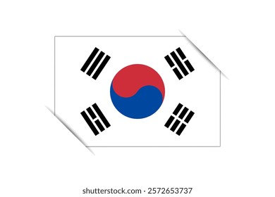 South Korea flag - rectangle colorful flag representing a country cultural identity and heritage. The essence of national pride and unity. Attached by the corners in a paper album