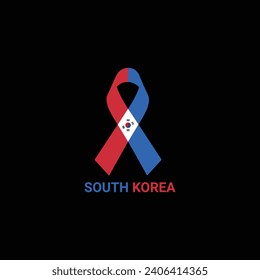 South Korea flag ribbon design vector
