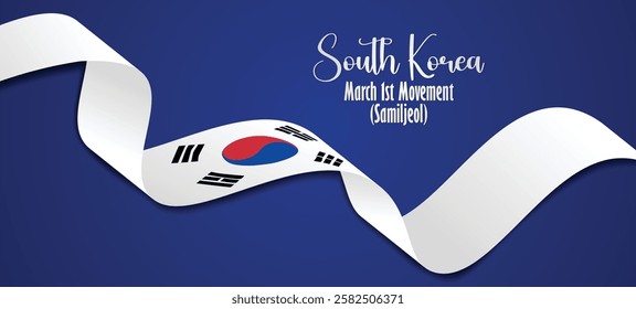 South Korea flag ribbon March 1st Movement (Samiljeol) vector poster