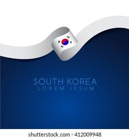 South Korea Flag Ribbon : Vector Illustration