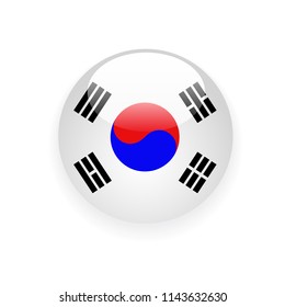 South Korea Flag Round Button Icon