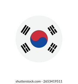 South Korea flag round button vector. South Korea national flag icon badge for independence day celebration PNG on transparent background.