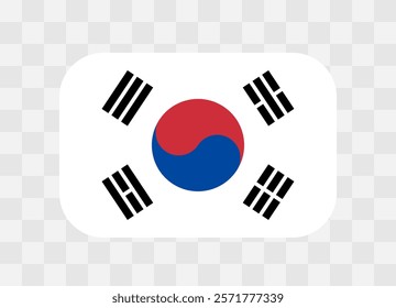 South Korea flag - rounded rectangle colorful flag representing a country cultural identity and heritage. The essence of national pride and unity. Vector flag on transparent background.