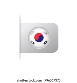 Sti?ker Con Bandera De Corea Del Sur Y Sombra Aislada En La Ilustración Del Vector De Fondo Blanco