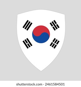 South Korea Flag in Shield Shape