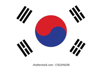 Bandera de Corea del Sur. Indicador vector simple de Corea del Sur