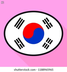 South Korea flag speech bubble, social media communication sign, flat business oval icon.