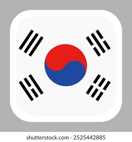 South Korea flag square flat vector with rounded corners and white border, vector illustration