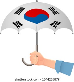 South korea flag umbrella. Weather symbols. National flag of South korea vector illustration