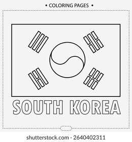 South Korea Flag Vector Design,Coloring Pages for Kids