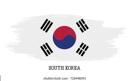South Korea flag vector grunge paint stroke  