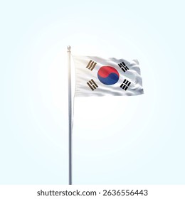 Bandeira da Coreia do Sul Ilustração do Vetor, Bandeira Nacional da Coreia do Sul com Cores Oficiais, Fundo da Bandeira da Coreia do Sul, Dia da Libertação. Bandeira da Coreia do Sul Waving Vetor Design.