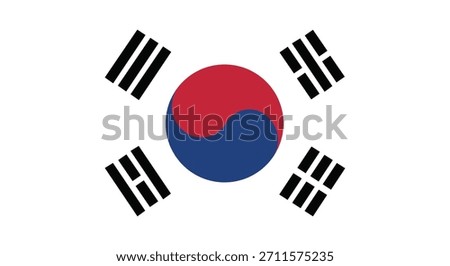 South korea flag vector illustration on transparent background south korean national symbol, taegeukgi, korean peninsula identity