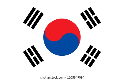 South Korea Flag, Vector image and icon