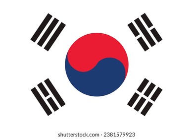 Vector de bandera de Corea del Sur. símbolo de corea del sur