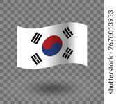 South Korea flag vector. South Korea wavy flag isolated transparent background. Flag of South Korea symbol icon. EPS 10