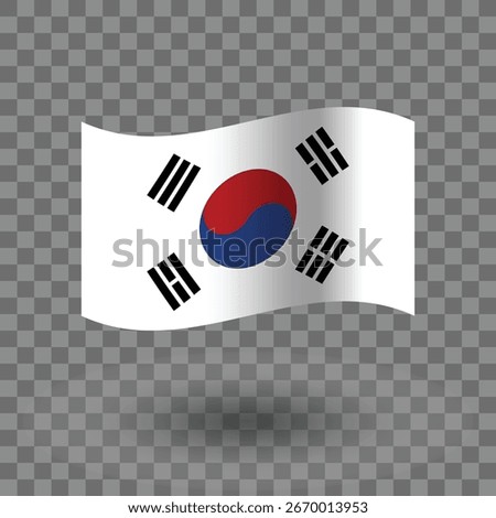 South Korea flag vector. South Korea wavy flag isolated transparent background. Flag of South Korea symbol icon. EPS 10