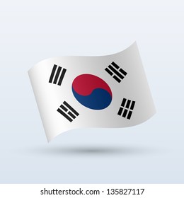 South Korea flag waving form on gray background. Vector illustration.