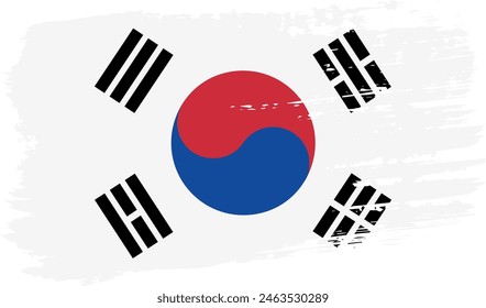 Bandera de Corea del Sur, amplia pincelada sobre fondo transparente, Vector.