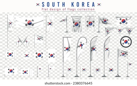South Korea flags set, flat design of flags Collection